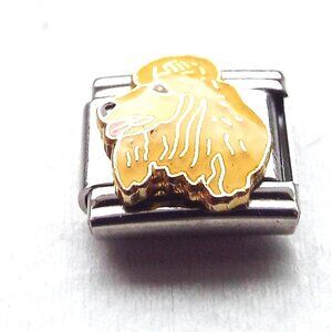 Blonde enamel Poodle face 9mm stainless steel italian charm bracelet link new